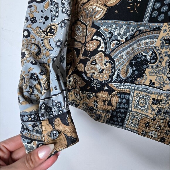 Vintage Y2K Alfred Dunner Boho Popover Blouse Smocked Waist Size 10 Petite - Picture 6 of 9